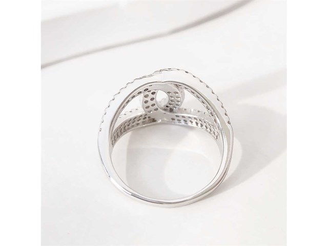 Witte design ring volledig gezet met witte briljanten - afbeelding 7 van  9