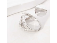 Witte design ring volledig gezet met witte briljanten - afbeelding 8 van  9