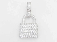 Witte "lock" hanger volledig rondom gezet met witte briljanten - afbeelding 2 van  8