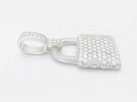 Witte "lock" hanger volledig rondom gezet met witte briljanten - afbeelding 5 van  8