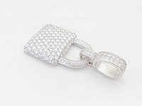 Witte "lock" hanger volledig rondom gezet met witte briljanten - afbeelding 6 van  8