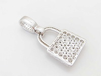 Witte "lock" hanger volledig rondom gezet met witte briljanten - afbeelding 7 van  8