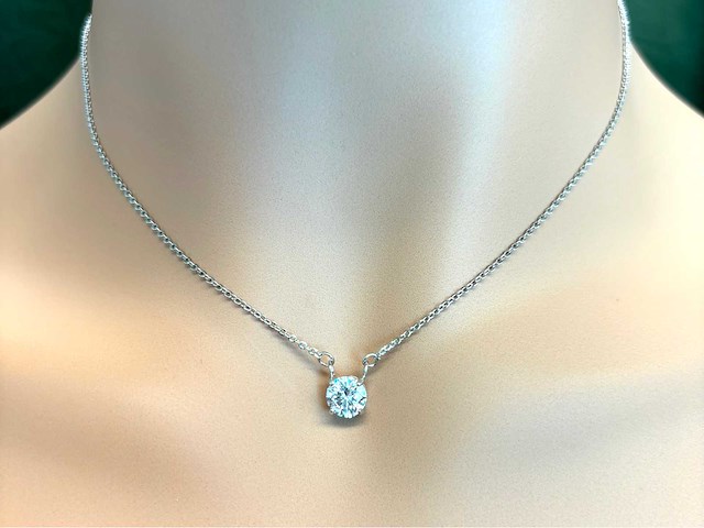 Witte solitair halsketting met hoogwaardige briljant - afbeelding 4 van  4