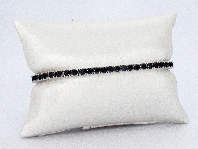 Witte tennisarmband met zwarte briljanten - afbeelding 4 van  8