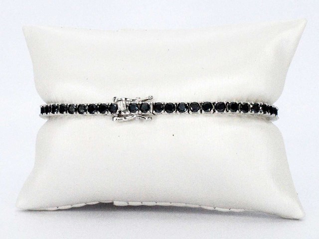 Witte tennisarmband met zwarte briljanten - afbeelding 7 van  8