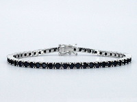 Witte tennisarmband zwarte briljanten - afbeelding 1 van  8