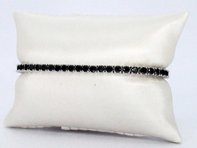 Witte tennisarmband zwarte briljanten - afbeelding 5 van  8