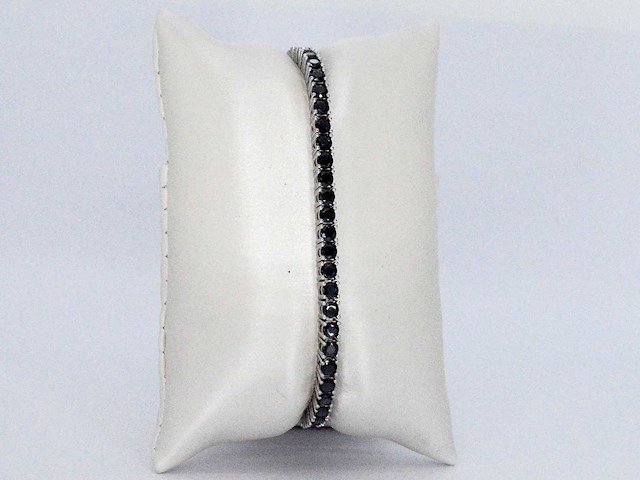 Witte tennisarmband zwarte briljanten - afbeelding 6 van  8