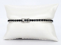 Witte tennisarmband zwarte briljanten - afbeelding 7 van  8