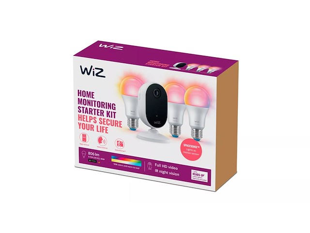 Wiz starterkit home monitoring wiz camera en 3 slimme led lampen - afbeelding 1 van  3