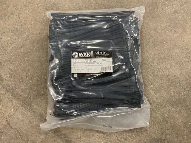 Wkk 140x2.5mm zak á 1000 hittebestendige kabelbinders (55x) - afbeelding 1 van  1