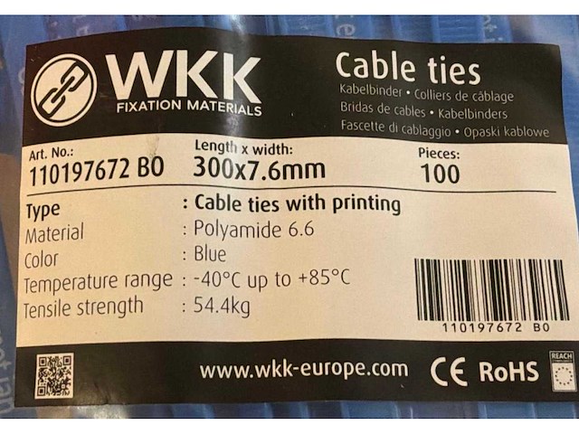 Wkk fixation materialen cable ties , tie rips kabelbinder (20000x) - afbeelding 4 van  5