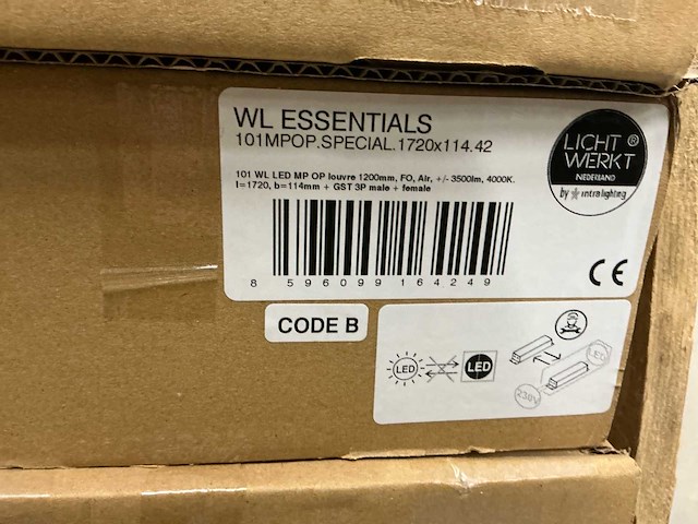 Wl essentials led inbouwarmatuur met louvre, 1720 mm, 33 w, 3500 lm, 4000 k (27x) - afbeelding 4 van  8