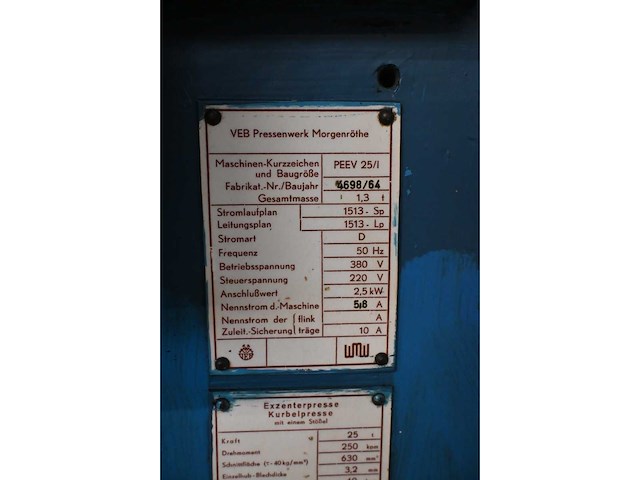 Wmw veb - peev 25/1 - excenterpers - afbeelding 2 van  2