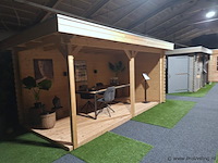 Woodpro blokhut met overkapping - 450x250cm