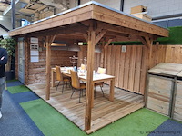 Woodpro blokhut met overkapping - 607x310cm