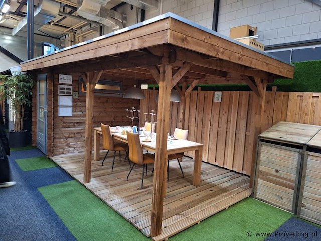 Woodpro blokhut met overkapping - 607x310cm - afbeelding 3 van  10