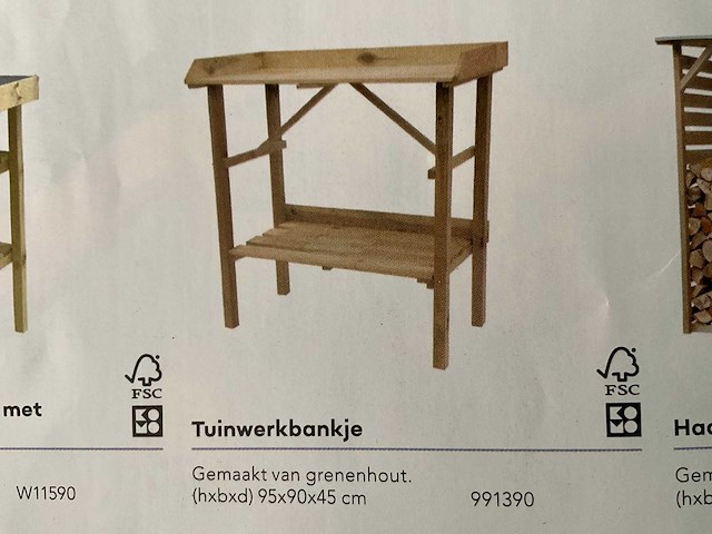 Woodvision grenen tuinwerkbankje - 95x90x45 cm (2x) - afbeelding 3 van  3