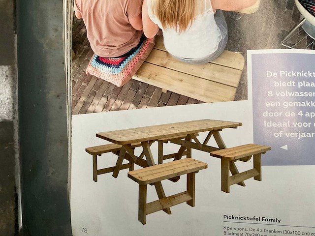 Woodvision picknicktafel "family" - 300x150x78 cm - afbeelding 6 van  13