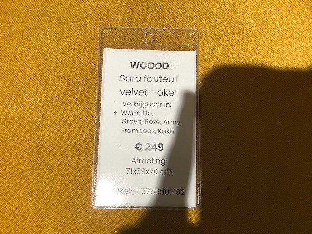 Woood sara fauteuil velvet oker set - afbeelding 4 van  5