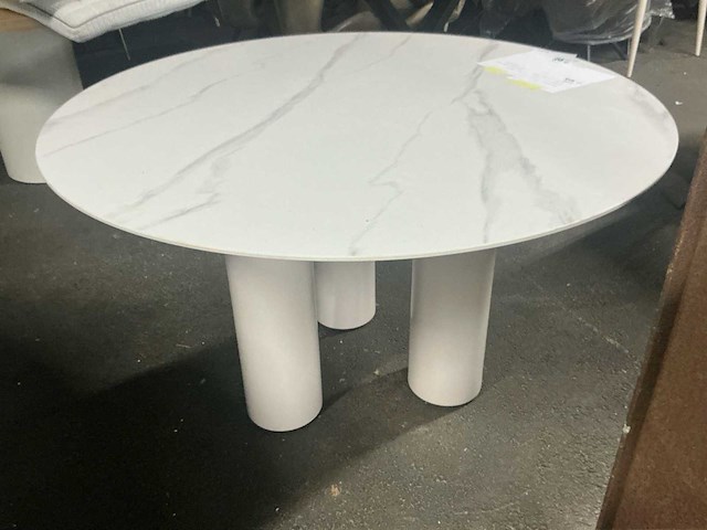 Wout keramisch taupe creamy eetkamertafel rond 130cm - afbeelding 2 van  4