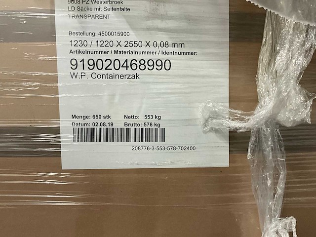 W.p. - containerzak 1230x1220 mm (650x) - afbeelding 4 van  4