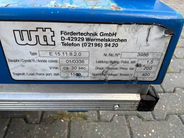 Wtt fördertechnik e.15.11.8.2.0 hydraulische schaarheftafel - afbeelding 6 van  6