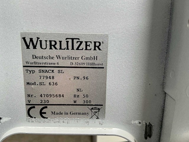Wurlitzer - sl 632 - snack - verkoopautomaat - afbeelding 8 van  8