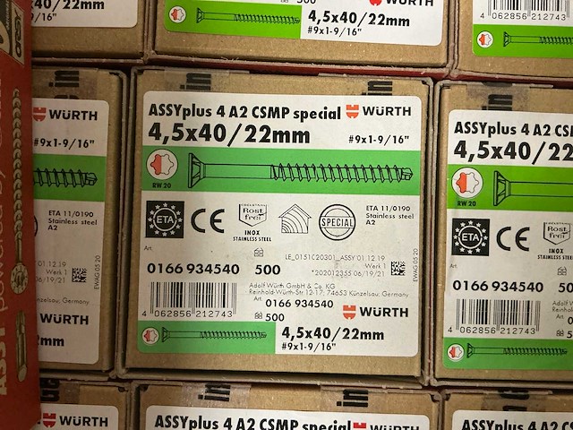 Würth - schroef 4,5x40/22 mm - rvs - (25.000 stuks) - afbeelding 3 van  3