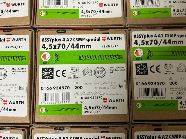 Würth - schroef 4,5x70/44 mm - rvs - (10.200 stuks) - afbeelding 3 van  3