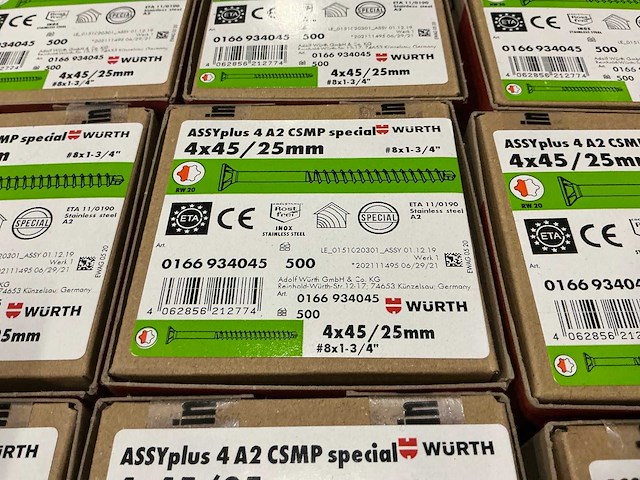 Würth - schroef 4x45/25 mm - rvs - (26.500 stuks) - afbeelding 3 van  3