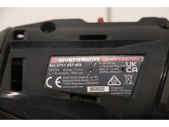 Würth master abs 18 compact accuboormachine, 18v - afbeelding 5 van  5