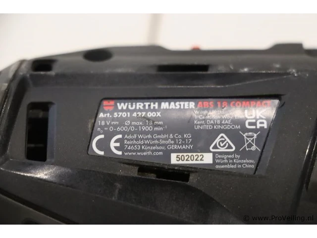 Würth master abs 18 compact accuboormachine, 18v - afbeelding 5 van  5