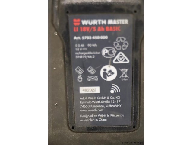 Würth master m-cube accu, 18v/5ah basic - afbeelding 3 van  3