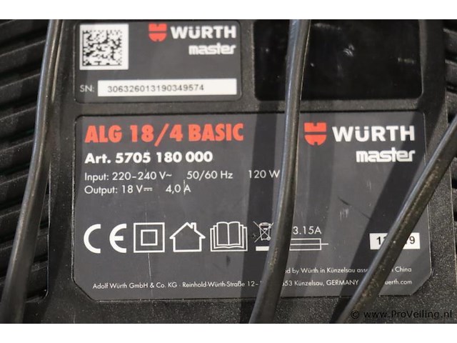 Würth master m-cube alg 18/4 basic acculader, 18v - afbeelding 4 van  4