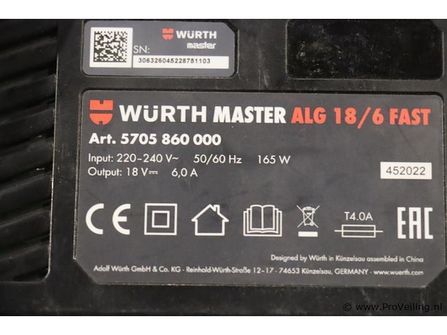 Würth master m-cube alg 18/6 fast acculader, 18v - afbeelding 4 van  5