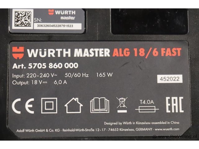 Würth master m-cube alg 18/6 fast acculader, 18v - afbeelding 4 van  4