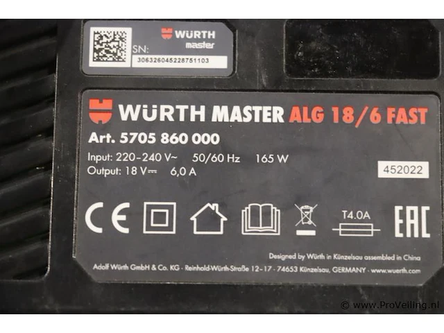 Würth master m-cube alg 18/6 fast acculader, 18v - afbeelding 4 van  5