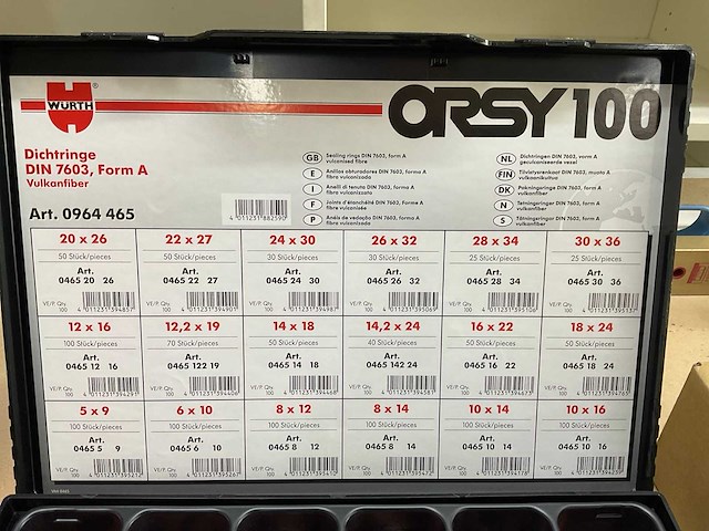 Würth orsy 100 assortiment afdichtringen in sortainer - afbeelding 2 van  3