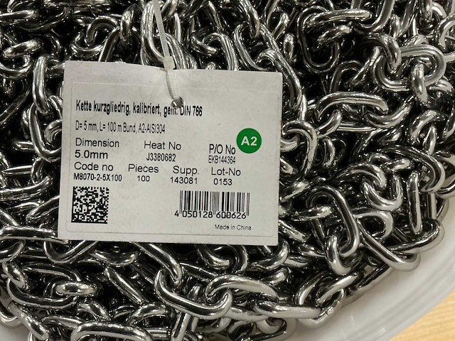 Würth rvs 316 ketting 5mm 100mtr - afbeelding 3 van  5