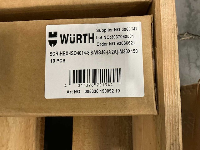 Würth zeskantbouten m30x190 (140x) - afbeelding 3 van  6