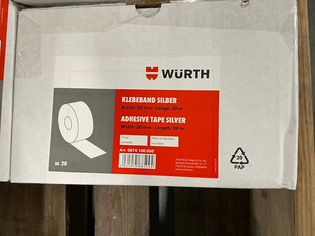 Würth zilveren tape 50mm, 20m (100x) - afbeelding 2 van  2