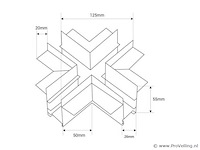 X-connector voor inbouw magnetische rails 20 mm - horizontaal (x4) - afbeelding 4 van  4