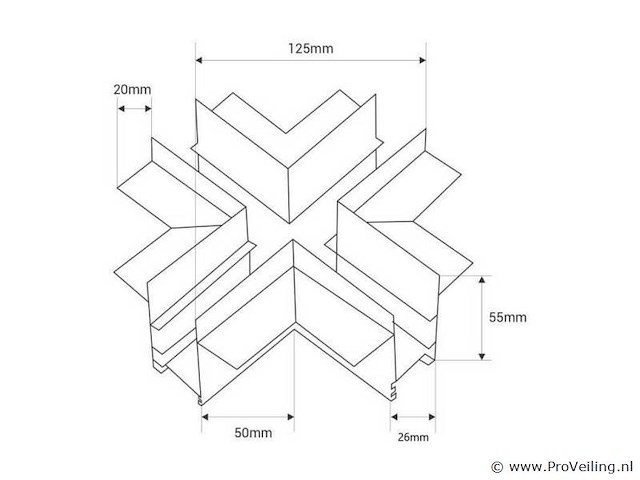 X-connector voor inbouw magnetische rails 20 mm - horizontaal (x4) - afbeelding 4 van  4