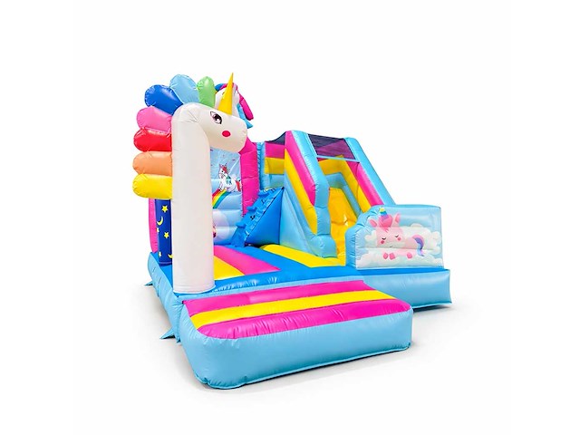 Xl springkussen met glijbaan (unicorn thema) - afbeelding 2 van  5