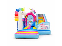 Xl springkussen met glijbaan (unicorn thema) - afbeelding 3 van  5