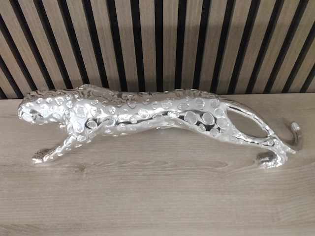 Xl zilverkleurig beeld van jaguar, zilver - afbeelding 4 van  4