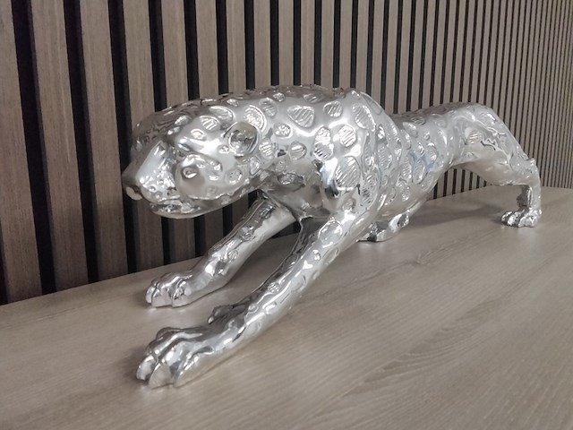 Xl zilverkleurig beeld van jaguar, zilver - afbeelding 2 van  4