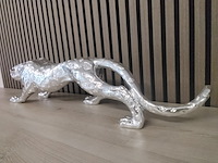 Xl zilverkleurig beeld van jaguar, zilver - afbeelding 3 van  4