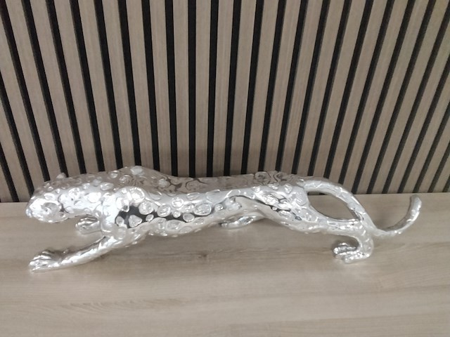 Xl zilverkleurig beeld van jaguar, zilver - afbeelding 4 van  4